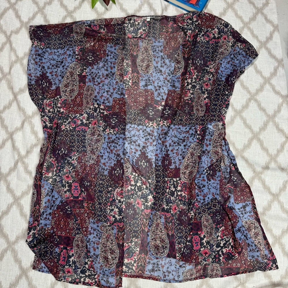 Maurices Floral Paisley Kimono Cardigan Sheer Boho Duster L/XL - Picture 5 of 11